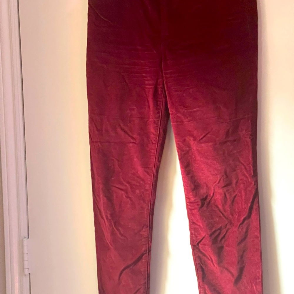 I Crew velvet pants burgundy color